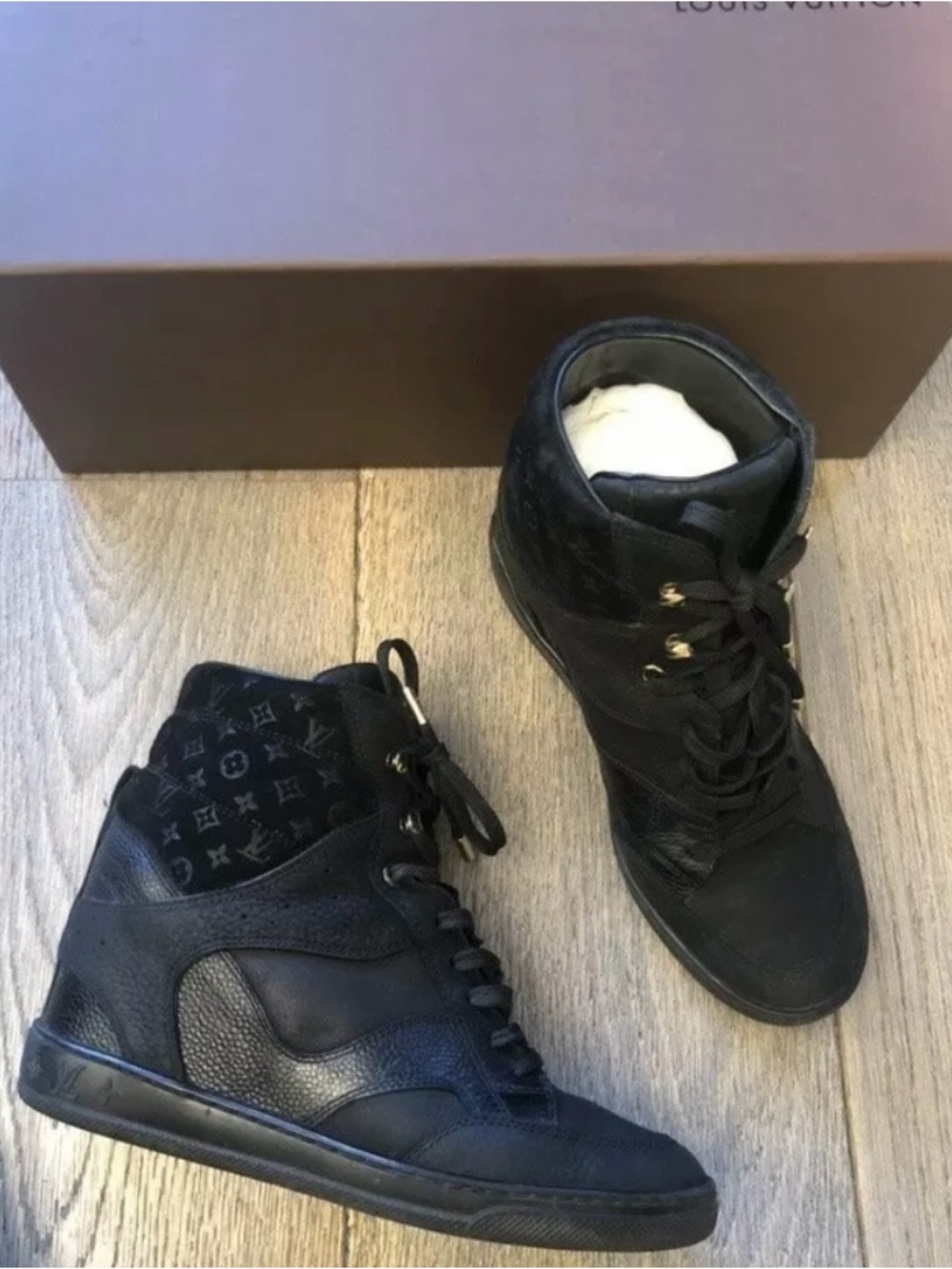 Louis Vuitton Black Monogram High-Top Sneakers